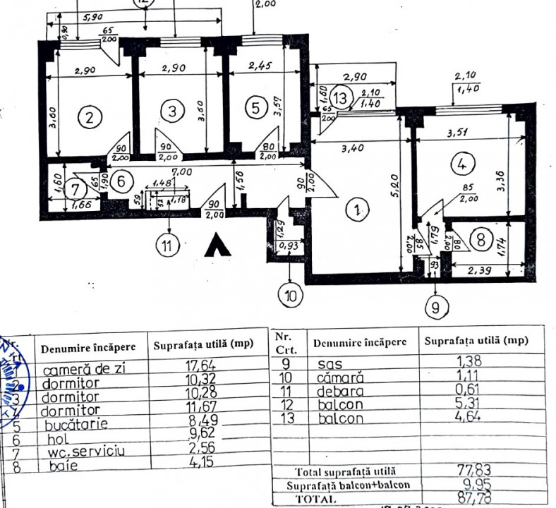 Apartament 4 camere, centrala proprie